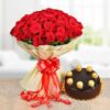 100 Roses With Ferrero Cake